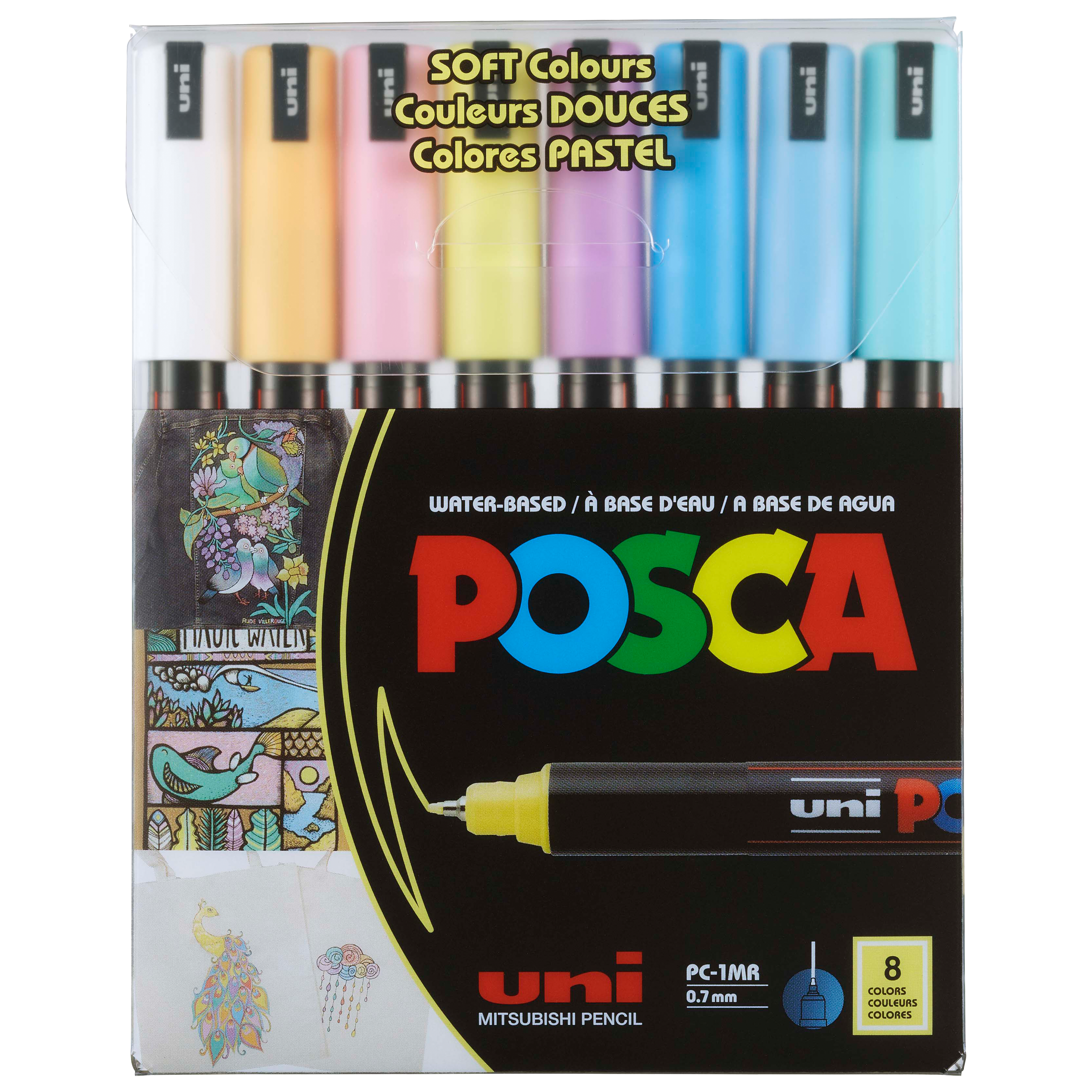 uni® POSCA® PC-1MR, Soft Colors Water-Based Paint Markers (8 Pack)